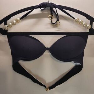 Moschino swim Black bikini pearl top size 34 medium
